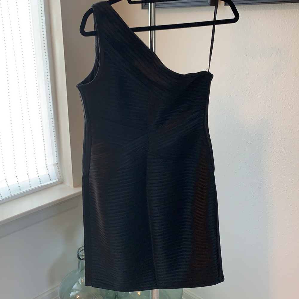 BCBGMaxAzria One-Shoulder Black Mini Dress - Picture 4 of 13